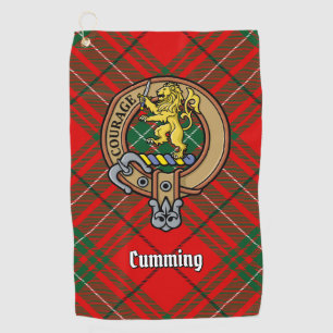 Clan Cumming Crest over Tartan Golf Towel