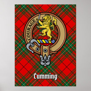 Clan Cumming Crest over Tartan Poster