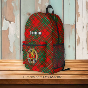 Clan Cumming Crest over Tartan Printed Backpack