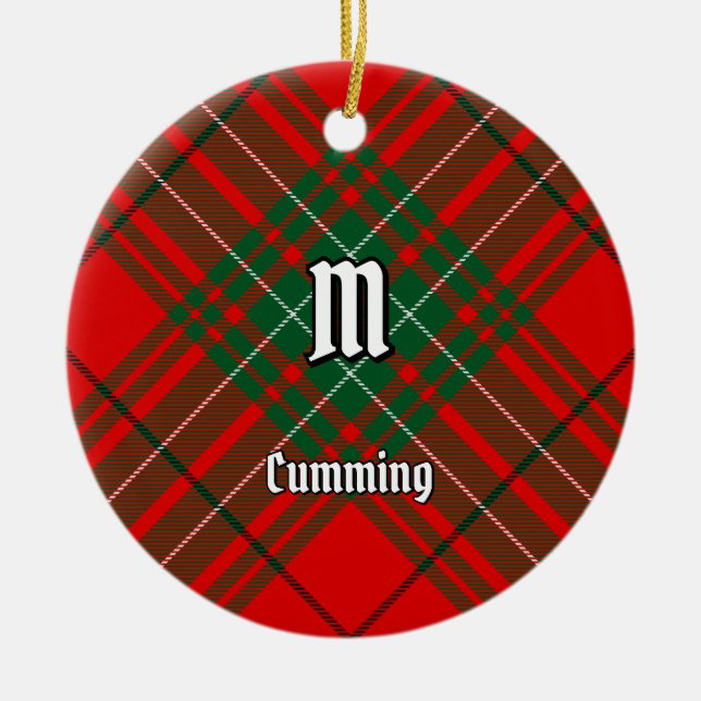 Clan Cumming Tartan Ceramic Tree Decoration (Front)