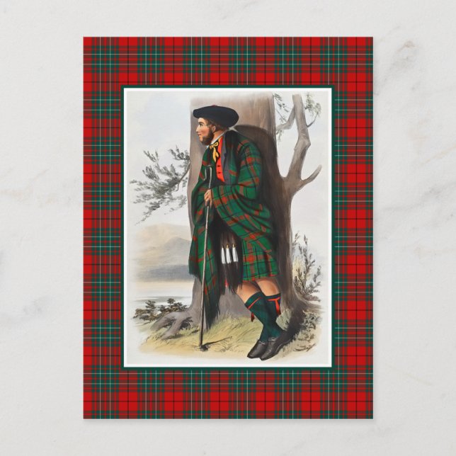 Clan Cummings Vintage Illustration Tartan Frame Postcard (Front)
