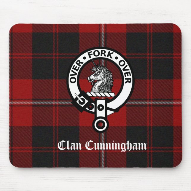 Clan Cunningham Badge & Tartan Mouse Pad (Front)