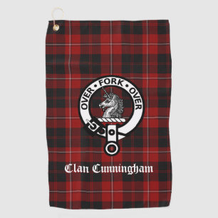 Clan Cunningham Crest Badge and Tartan Golf Towel
