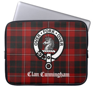 Clan Cunningham Crest Badge & Tartan Laptop Sleeve