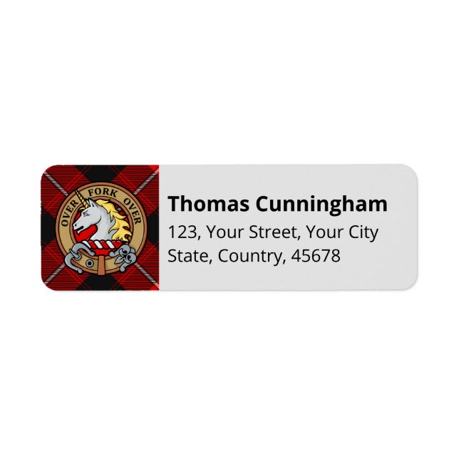 Clan Cunningham Crest over Tartan (Front)