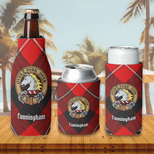 Clan Cunningham Crest over Tartan Bottle Cooler