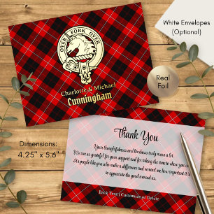 Clan Cunningham Crest over Tartan Foil Invitation Postcard