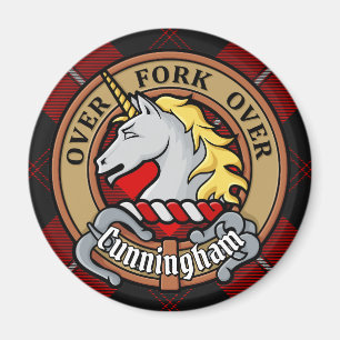 Clan Cunningham Crest over Tartan Magnet