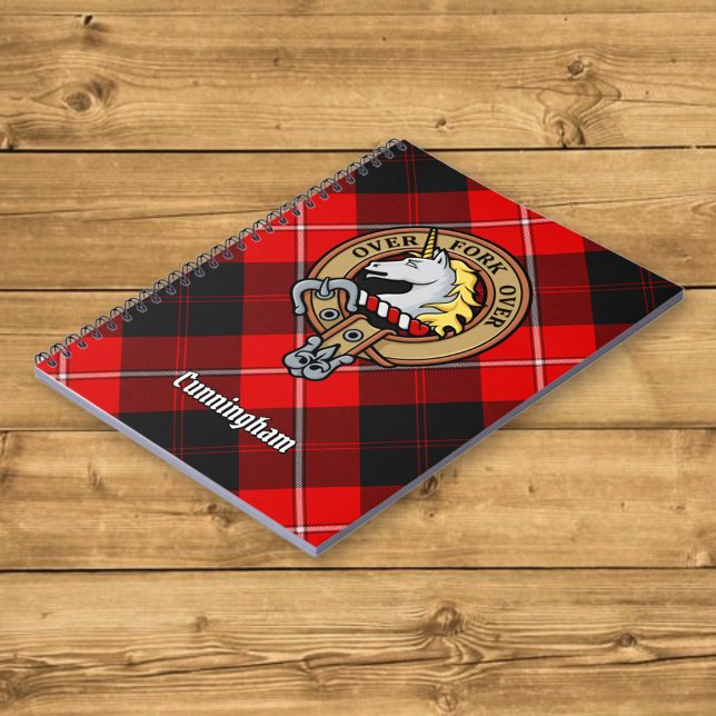 Clan Cunningham Crest over Tartan Notebook (Creator Uploaded)