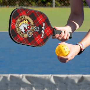 Clan Cunningham Crest over Tartan Pickleball Paddle