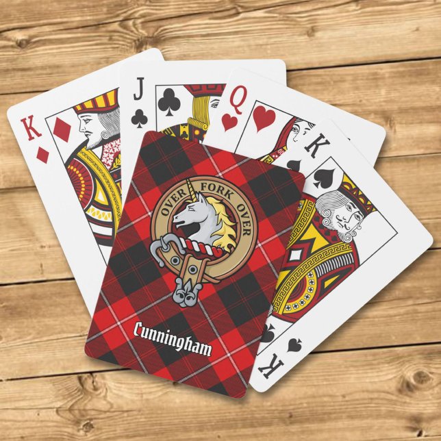 Clan Cunningham Crest over Tartan Playing Cards (Creator Uploaded)