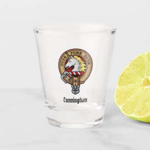 Clan Cunningham Crest over Tartan Shot Glass