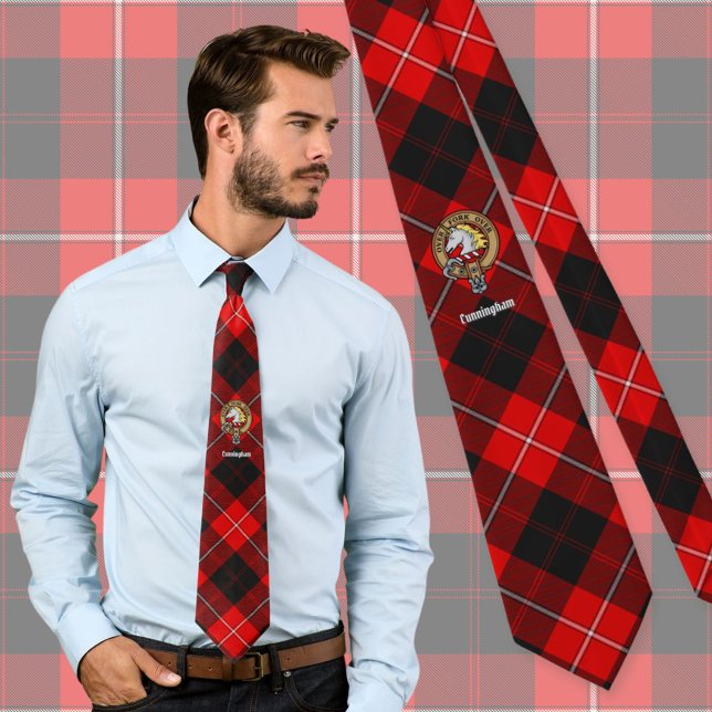 Clan Cunningham Crest over Tartan Tie (Creator Uploaded)