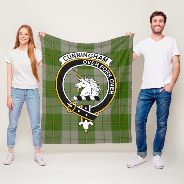 Clan Cunningham Dress Green Dancers Tartan Plaid Fleece Blanket (In Situ)