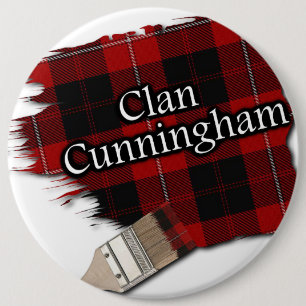 Clan Cunningham Tartan Paint Brush 6 Cm Round Badge