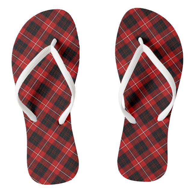 Clan Cunningham Tartan Red and Black Plaid Jandals (Footbed)