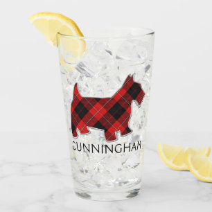 Clan Cunningham Tartan Scottie Dog Glass