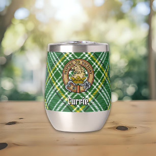 Clan Currie Lion Crest over Tartan