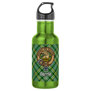 Clan Currie Lion Crest over Tartan 532 Ml Water Bottle