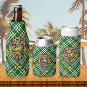 Clan Currie Lion Crest over Tartan Bottle Cooler