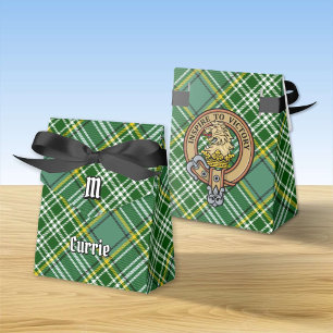 Clan Currie Lion Crest over Tartan Favour Box