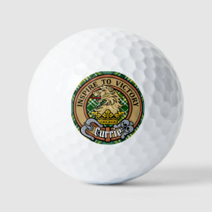 Clan Currie Lion Crest over Tartan Golf Balls