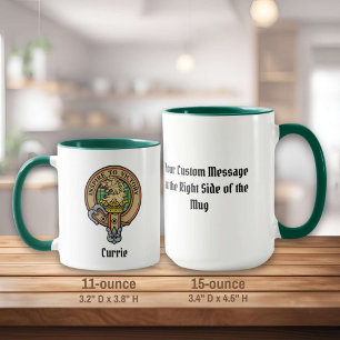 Clan Currie Lion Crest over Tartan Mug