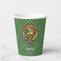 Clan Currie Lion Crest over Tartan