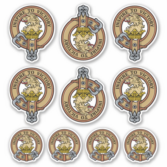 Clan Currie Lion Crest Sticker Set (Front)
