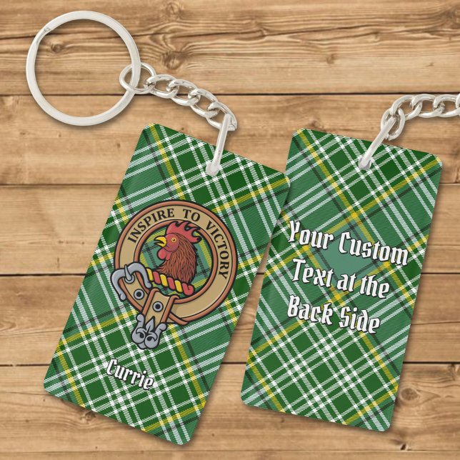 Clan Currie Rooster Crest over Tartan Key Ring (Creator Uploaded)
