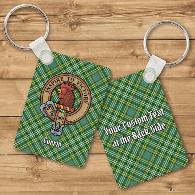 Clan Currie Rooster Crest over Tartan Key Ring (Creator Uploaded)
