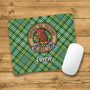 Clan Currie Rooster Crest over Tartan Mouse Pad