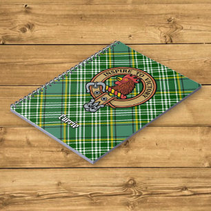 Clan Currie Rooster Crest over Tartan Notebook