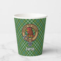 Clan Currie Rooster Crest over Tartan