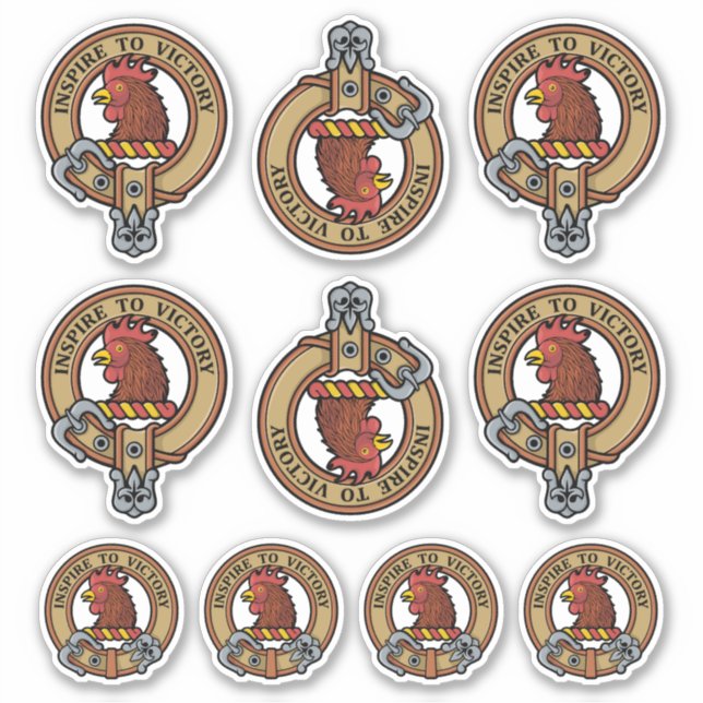 Clan Currie Rooster Crest Sticker Set (Front)