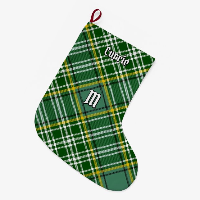 Clan Currie Tartan Large Christmas Stocking (Front (Hanging))