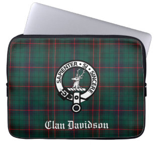 Clan Davidson Crest Badge and Tartan Laptop Sleeve
