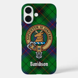 Clan Davidson Crest over Tartan iPhone 16 Case