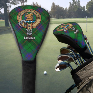 Clan Davidson Crest over Tartan Golf Head Cover