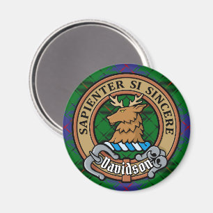 Clan Davidson Crest over Tartan Magnet