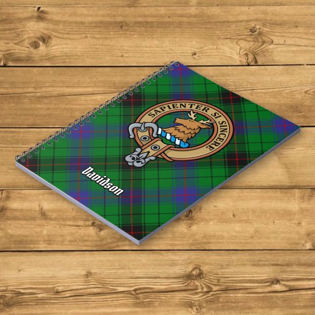 Clan Davidson Crest over Tartan Notebook (Creator Uploaded)