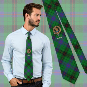 Clan Davidson Crest over Tartan Tie