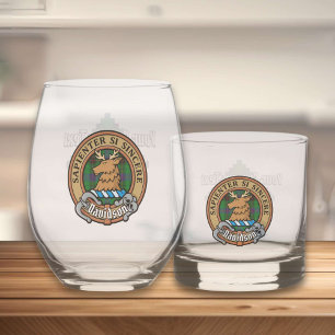 Clan Davidson Crest over Tartan Whiskey Glass