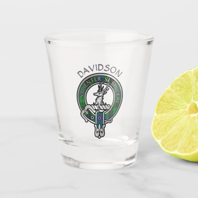 Clan Davidson Crest & Tartan Shot Glass (Front)