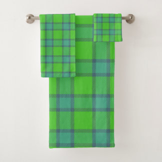 Clan Davidson Plaid Tartan Blue & Green Bath Towel Set