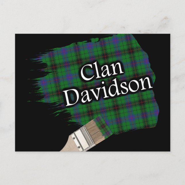 Clan Davidson Scottish Tartan Paint Brush Postcard (Front)