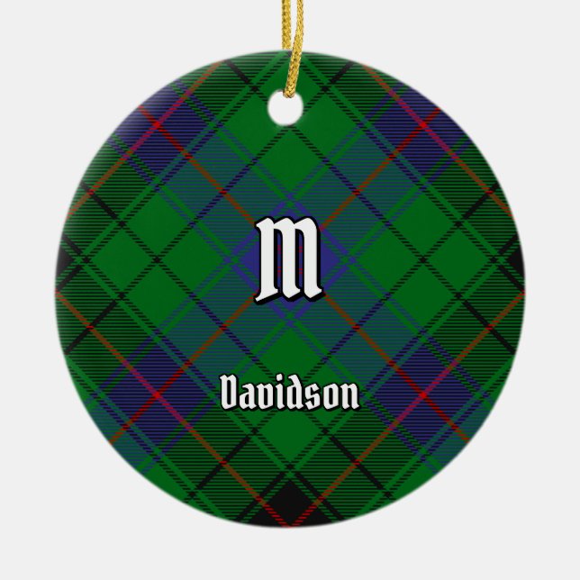 Clan Davidson Tartan Ceramic Tree Decoration (Front)