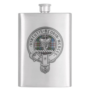 Clan Donnachaidh (Robertson) Crest & Dress Tartan Hip Flask