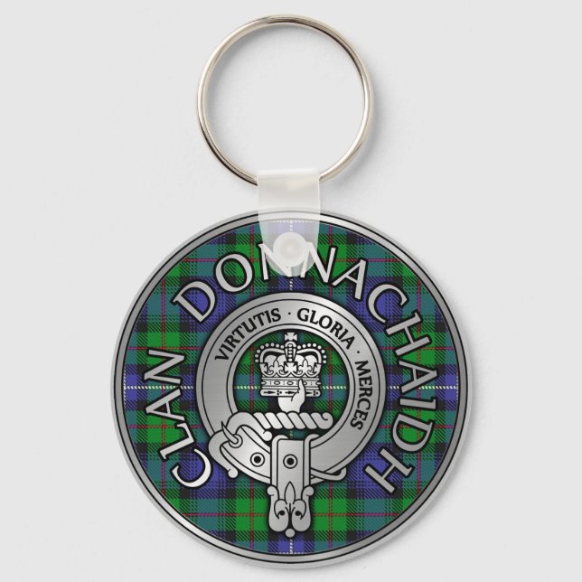 Clan Donnachaidh /Robertson Crest & Hunting Tartan Key Ring (Front)