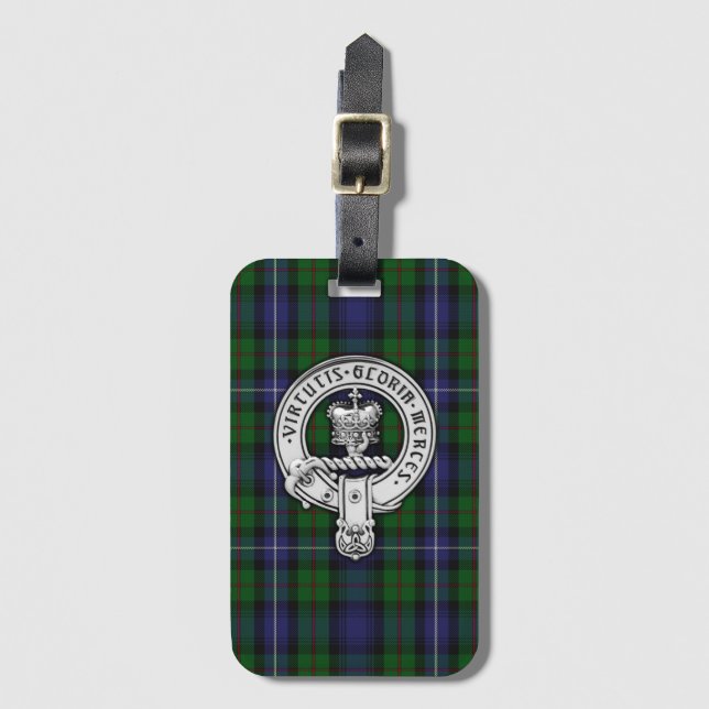 Clan Donnachaidh (Robertson) Crest /Hunting Tartan Luggage Tag (Front Vertical)